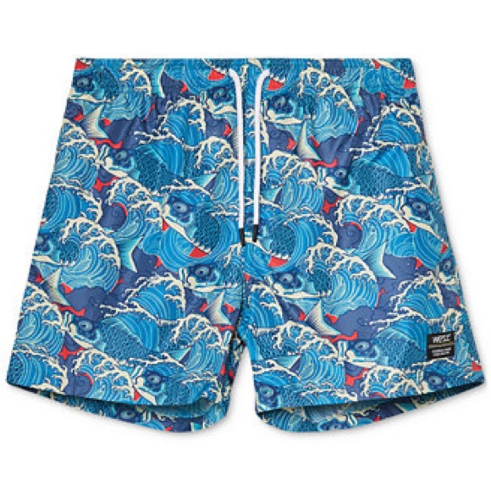 WeSC Men's Zack Koi all over print Swim Trunks size small